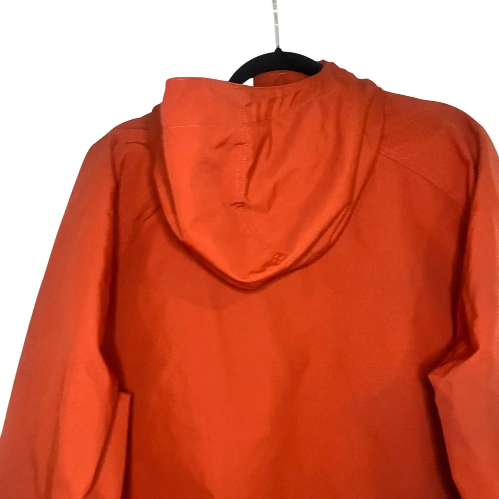 Basic Editions Mens Orange Hooded Windbreaker Jacket Full Zip Mesh Lined Large - Picture 3 of 7